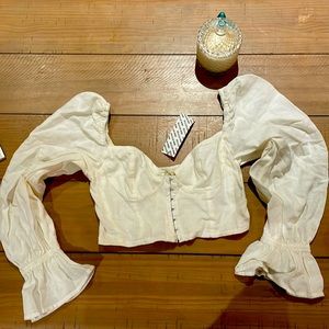 Urban Outfitters White long sleeve pirate crop top